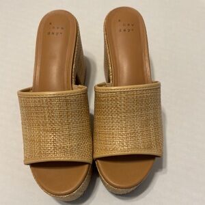 A New Day Women's Tan Woven Mules